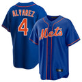 NY.Mets #4 Francisco Alvarez Player Royal Home Game Gdoa Stitched Jerseys