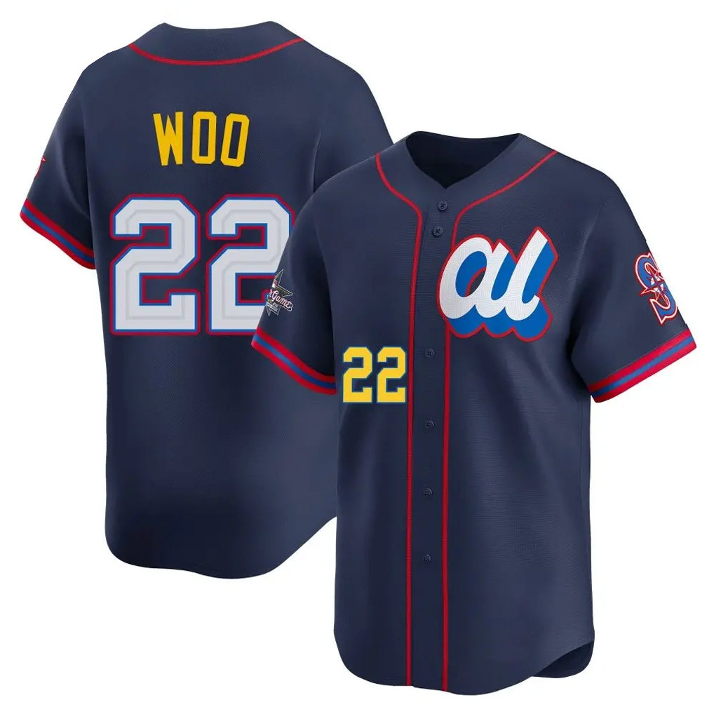 S.Mariners #22 Bryan Woo Player Navy American League All-Star Edition Limited Stitched Jerseys