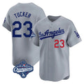 LA.Dodgers #23 Kyle Tucker Player Gray World Series Meet Limited Home Gdoa Stitched Jerseys