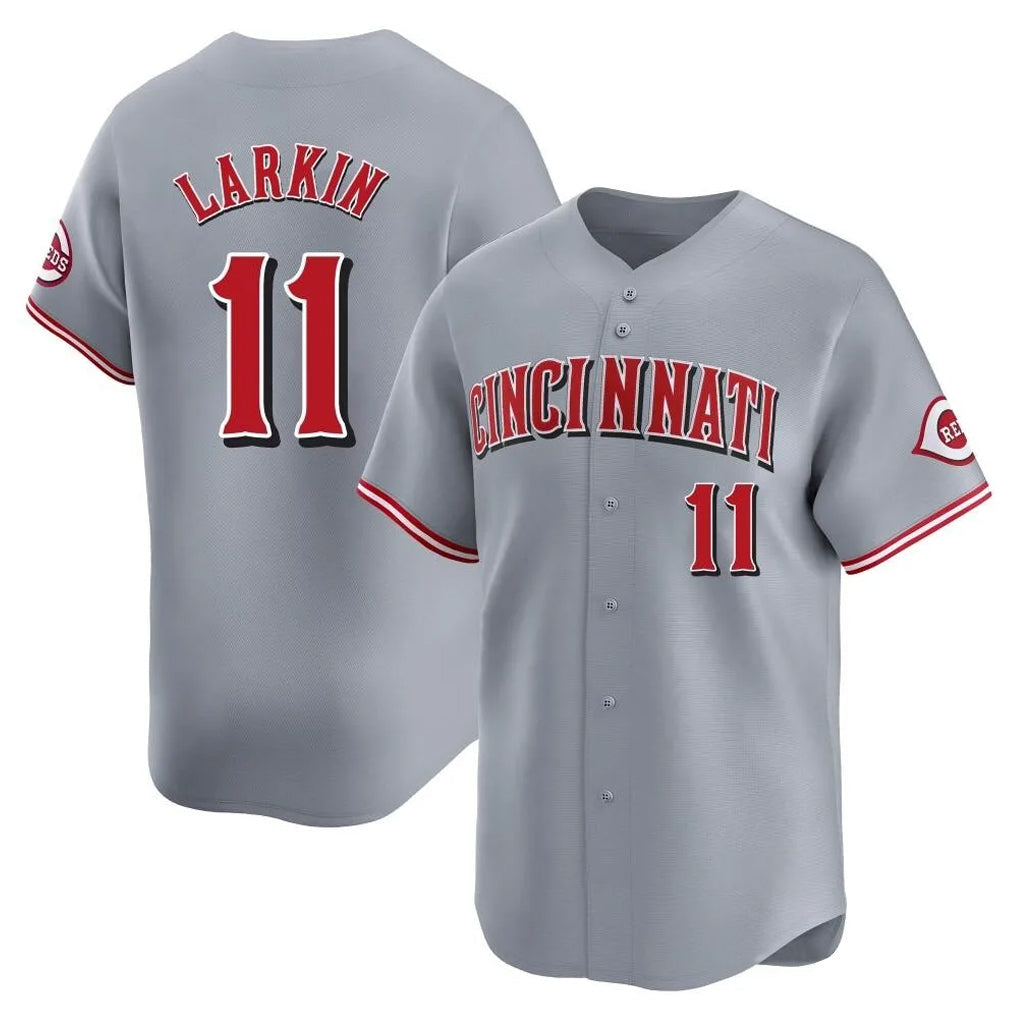 C.Reds #11 Barry Larkin Player Gray Home Limited Gdoa Stitched Jerseys