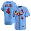 St. Louis Cardinals #4 Yadier Molina Player Light Blue Home Limited Stitched Jerseys