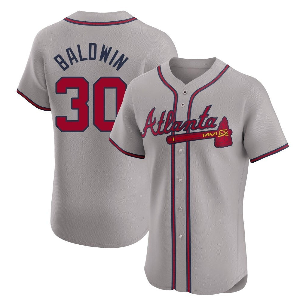 A.Braves #30 Drake Baldwin Player Gray Limited Elite Home Game Gdoa Stitched Jerseys