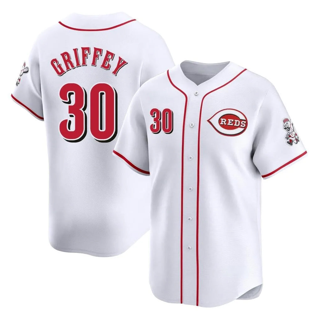 C.Reds #30 Ken Griffey Player White Home Limited Gdoa Stitched Jerseys