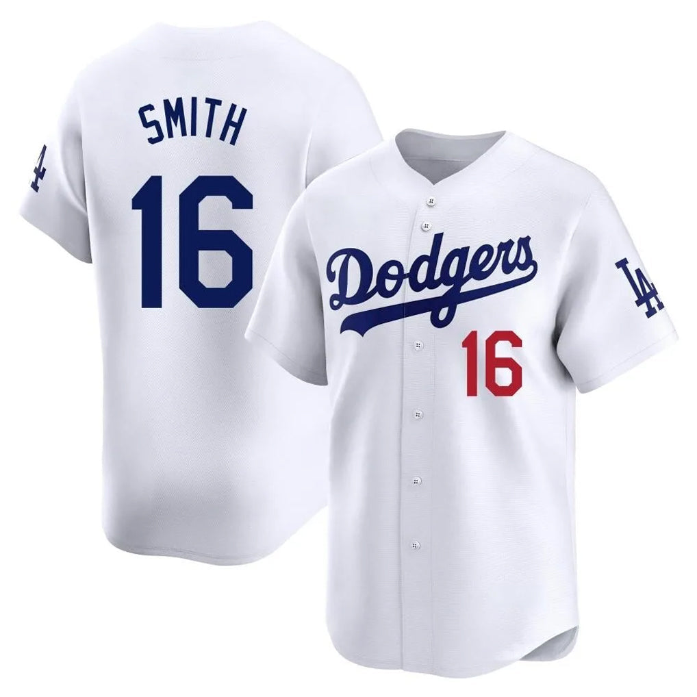 LA.Dodgers #16 Will Smith Player White Limited Home Gdoa Stitched Jerseys