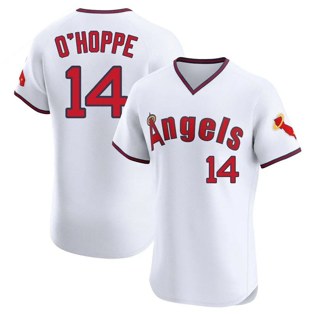 LA.Angels #14 Logan O'Hoppe Player White T-shirt Home Limited Elite Gdoa Stitched Jerseys