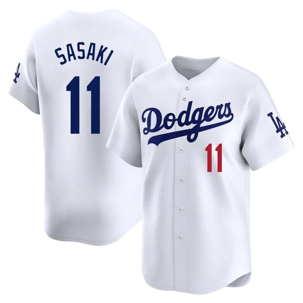 LA.Dodgers #11 Roki Sasaki Player White Limited Home Gdoa Stitched Jerseys