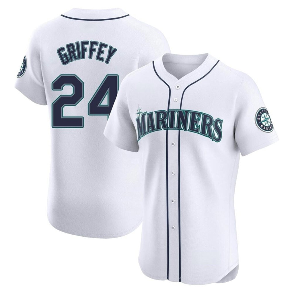 S.Mariners #24 Ken Griffey Jr Player White Home Limited Elite Stitched Jerseys