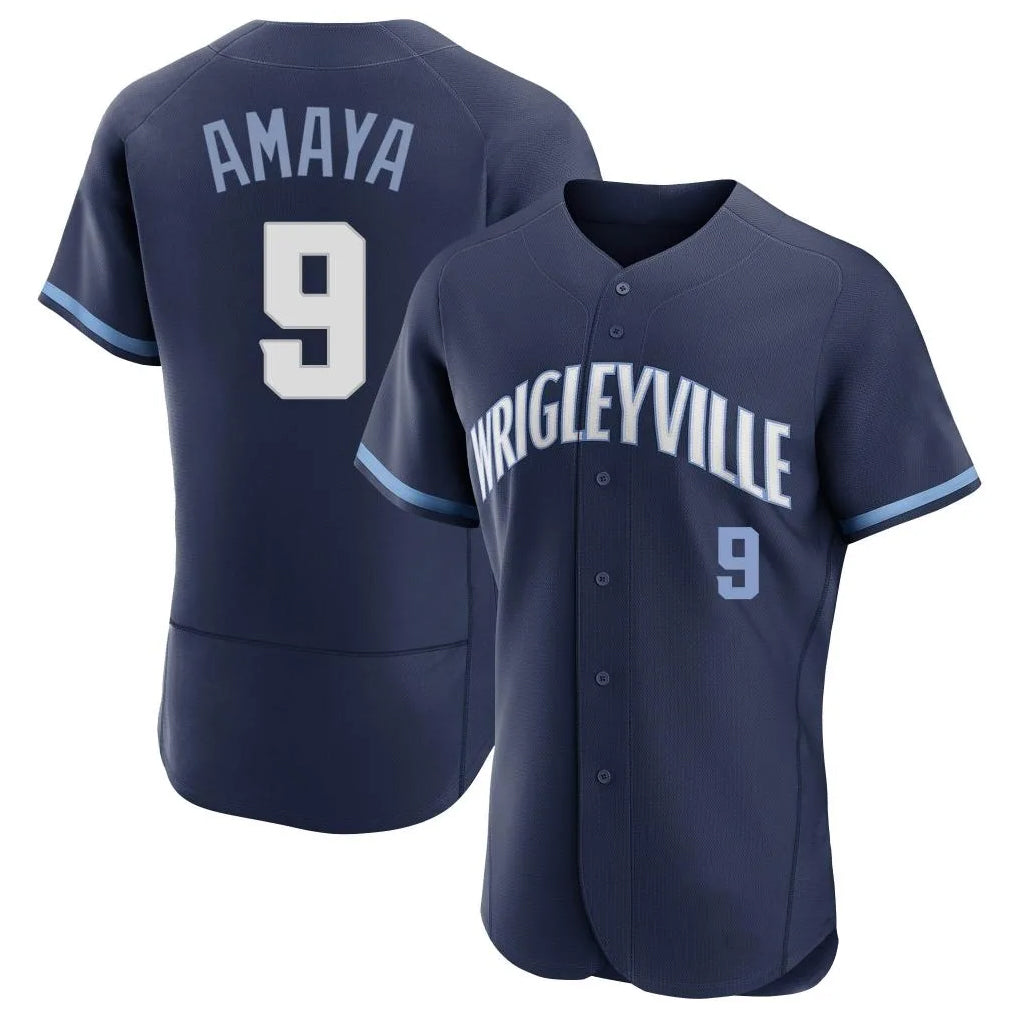 C.Cubs #9 Miguel Amaya Player Navy City Connect Limited Elite Home Gdoa Stitched Jerseys