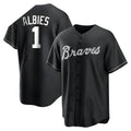 A.Braves #1 Ozzie Albies player Black&White Replica Stitched Jerseys
