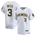 M.Brewers #3 Joey Ortiz Player White Stripes Home Limited Game Gdoa Stitched Jerseys