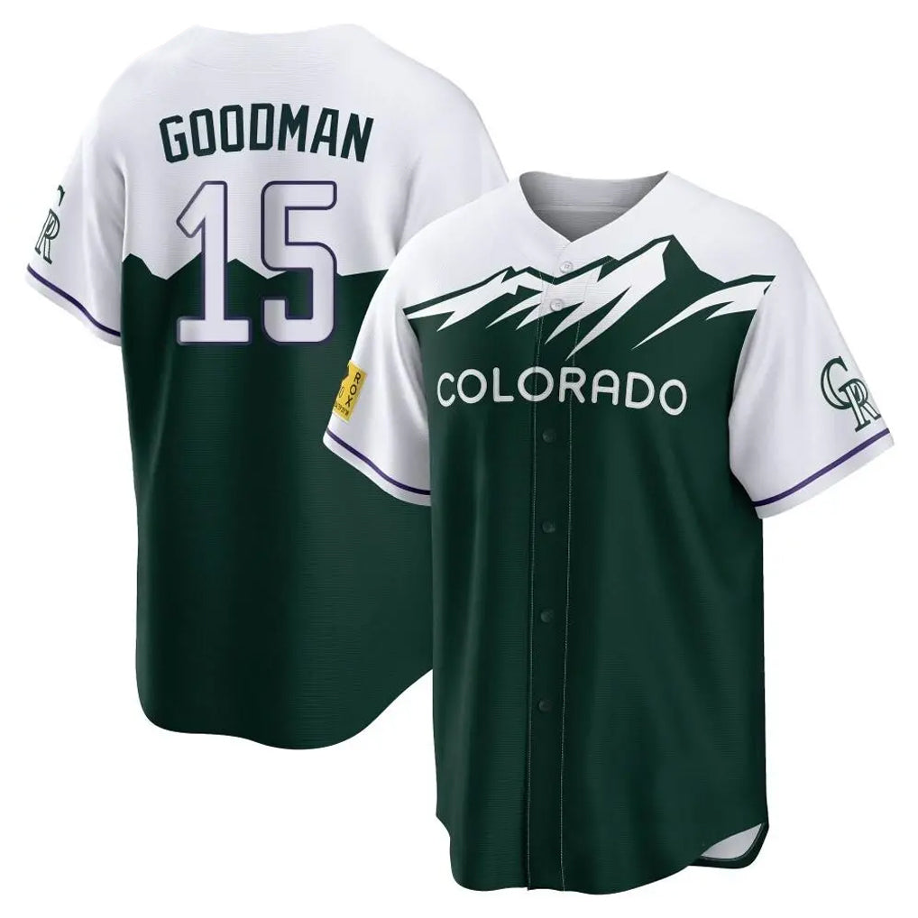 C.Rockies #15 Hunter Goodman Player Green City Connect Home Game Gdoa Stitched Jerseys