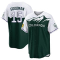 C.Rockies #15 Hunter Goodman Player Green City Connect Home Game Gdoa Stitched Jerseys
