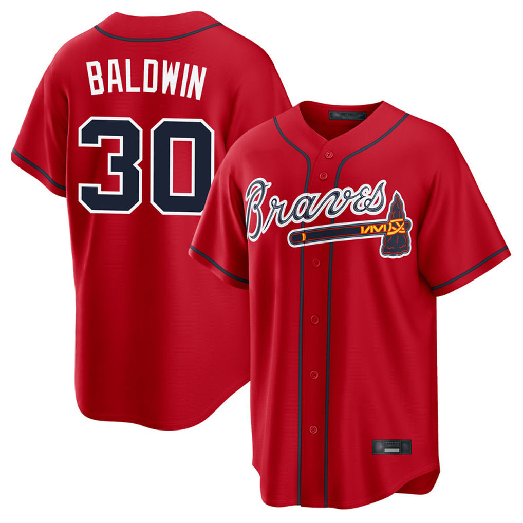 A.Braves #30 Drake Baldwin Player Red Home Game Gdoa Stitched Jerseys