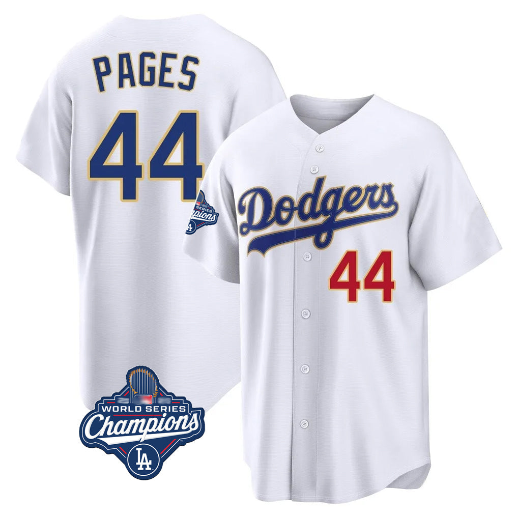 LA.Dodgers #44 Andy Pages Player Gold White World Series Meet 2026 Collection Stadium Limited Gdoa Stitched Jerseys