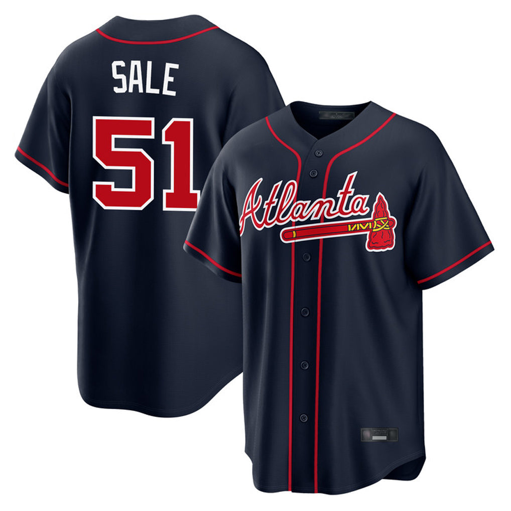 A.Braves #51 Chris Sale Player Navy Home Game Gdoa Stitched Jerseys