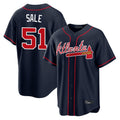 A.Braves #51 Chris Sale Player Navy Home Game Gdoa Stitched Jerseys