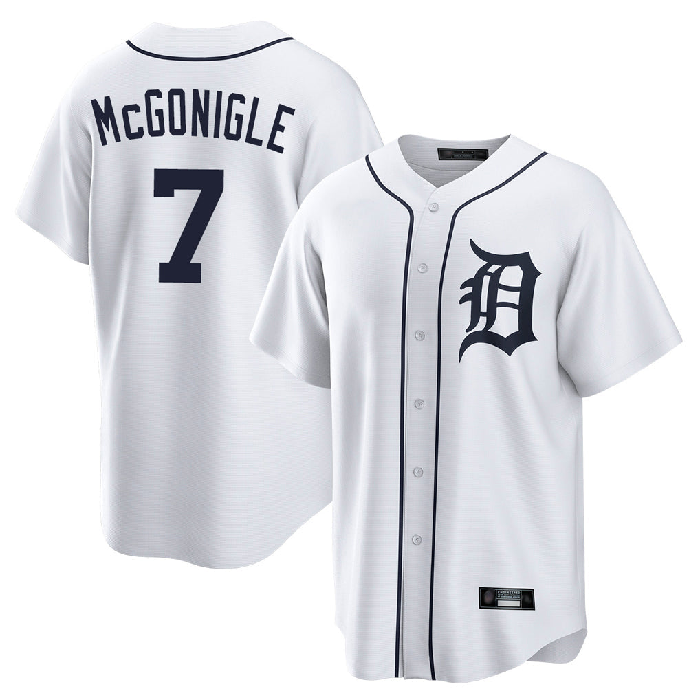 D.Tigers #7 Kevin McGonigle Player White Home Game Gdoa Stitched Jerseys
