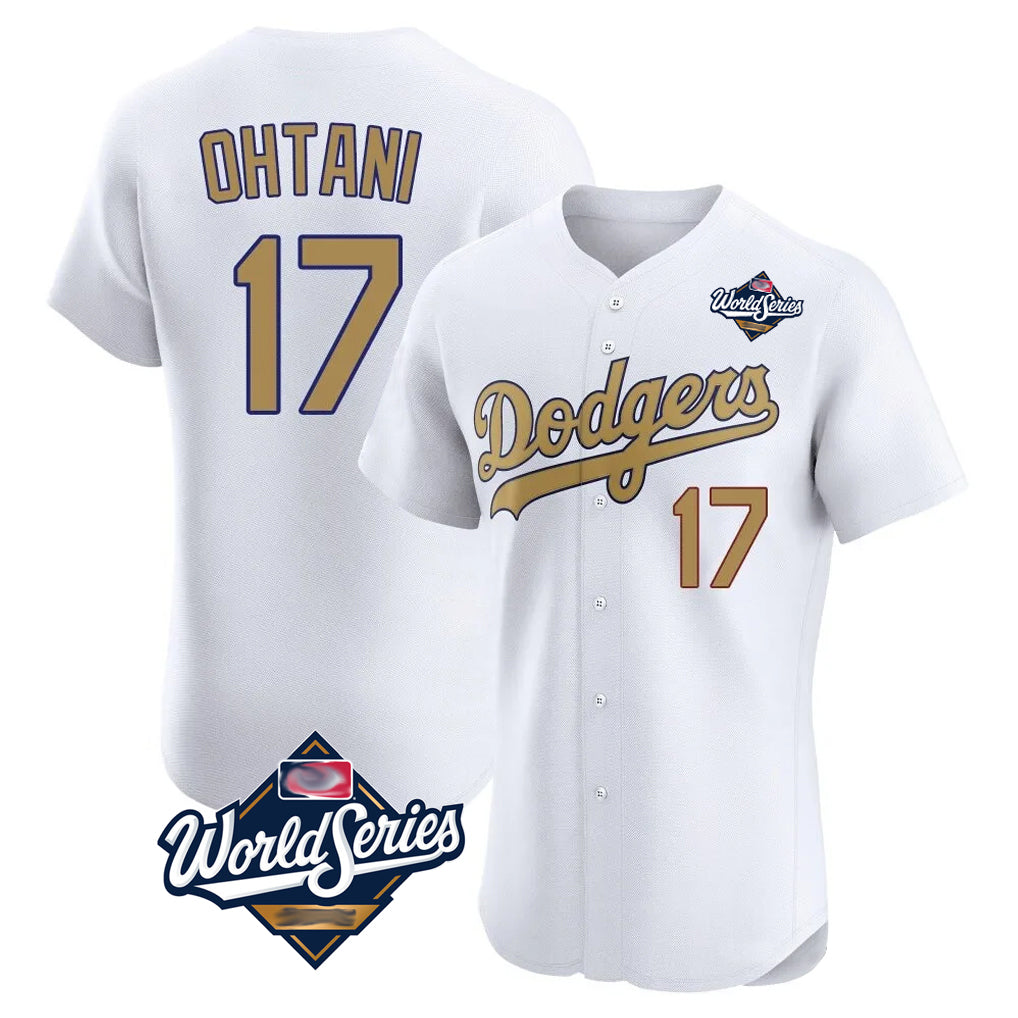 LA.Dodgers #17 Shohei Ohtani Player Gold World Series Limited Elite Home Gdoa Stitched Jerseys
