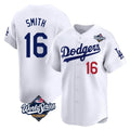 LA.Dodgers #16 Will Smith Player White World Series Limited Home Gdoa Stitched Jerseys