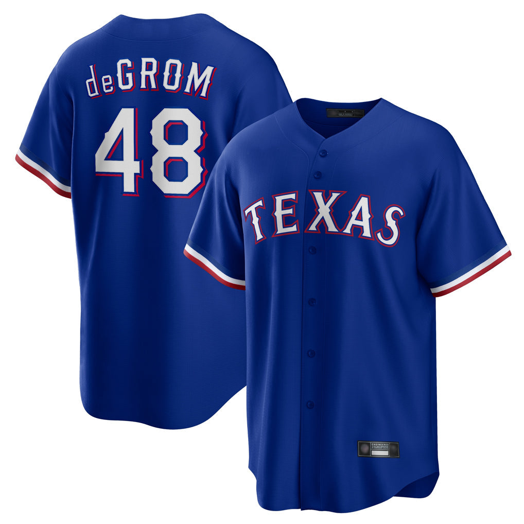 T.Rangers #48 Jacob deGrom Player Royal Home Game Stitched Jerseys