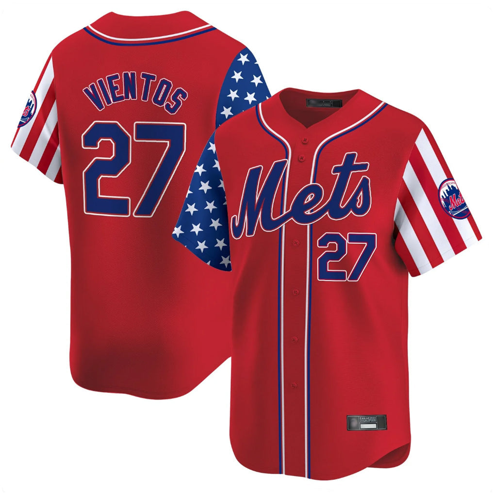 NY.Mets #27 Mark Vientos Player Red 2025 Independence Day Vapor Premier Limited  Stitched Jerseys