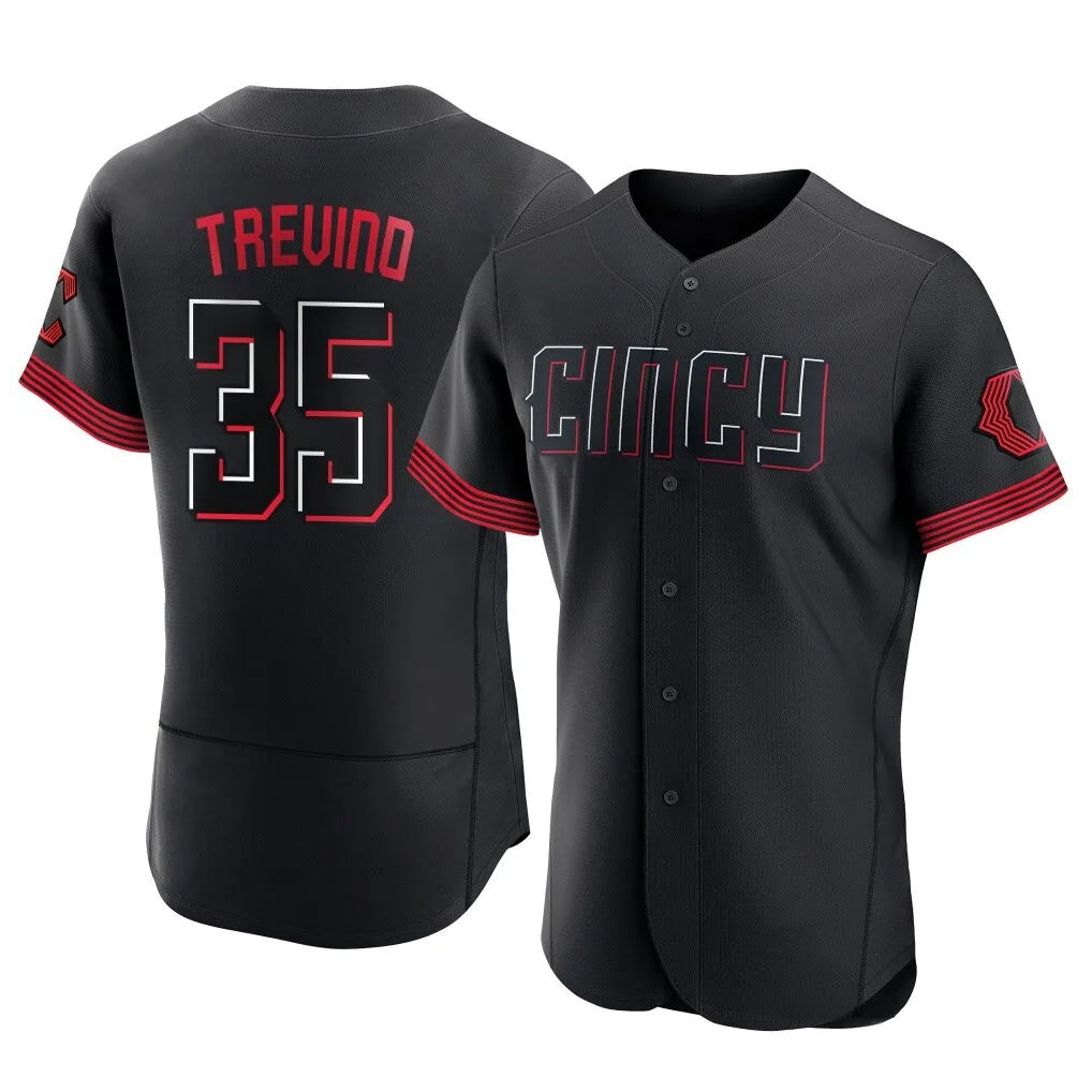 C.Reds #35 Jose Trevino Player Black City Connect Limited Elite Home Gdoa Stitched Jerseys