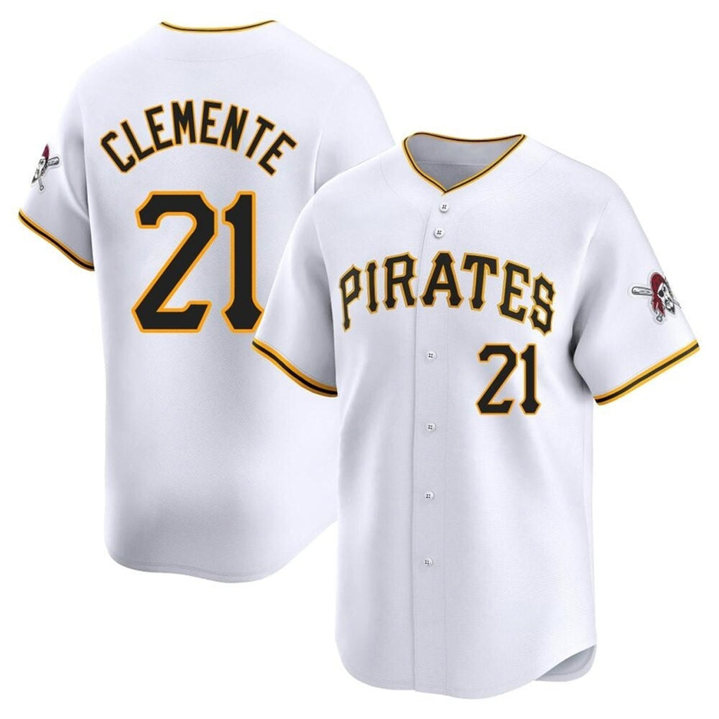 P.Pirates #21 Roberto Clemente Player White Home Limited Stitched Jerseys
