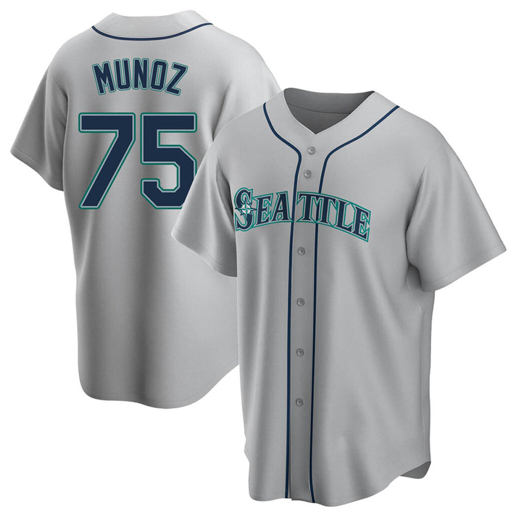 S.Mariners #75 Andres Munoz Player Gray Home Game Gdoa Stitched Jerseys