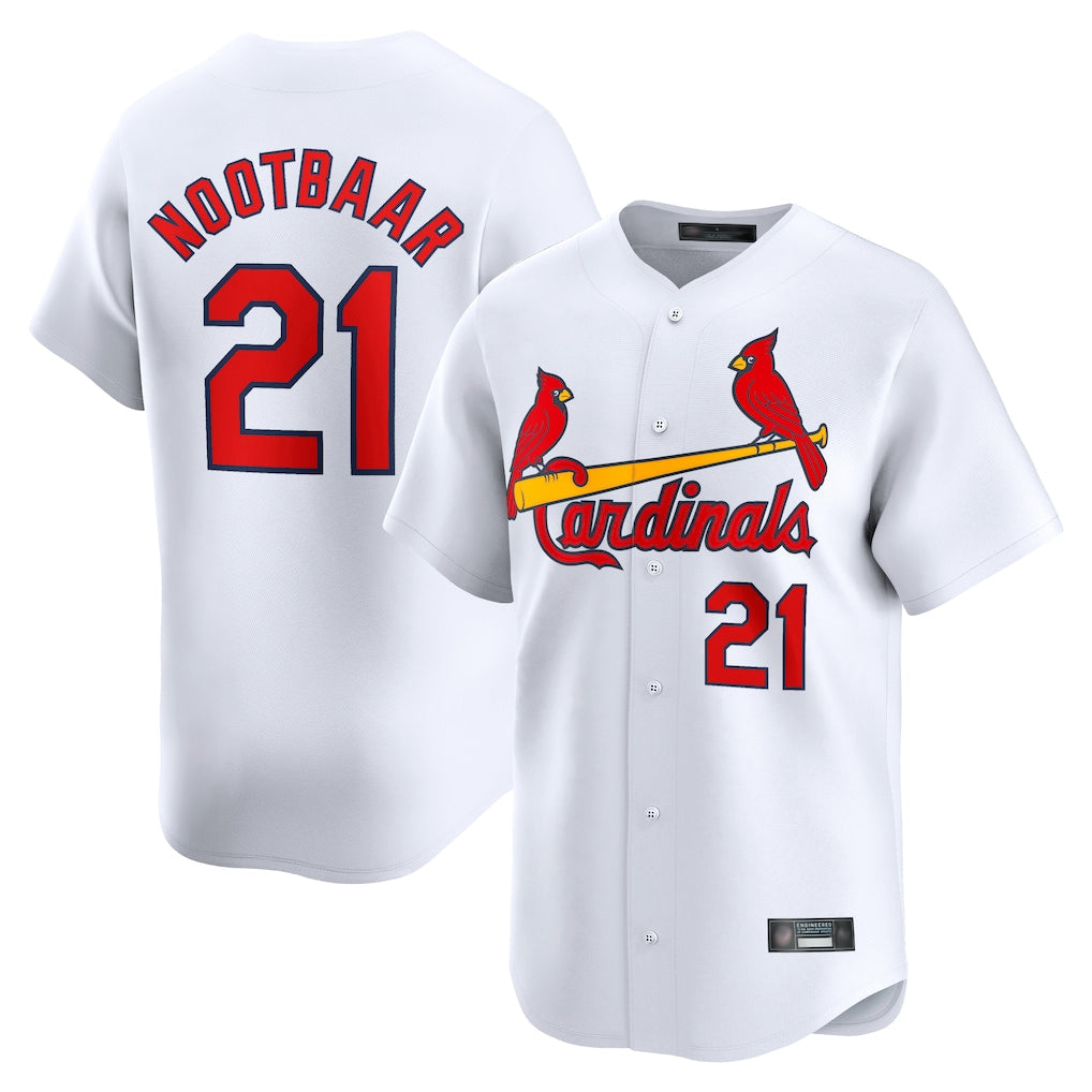St. Louis Cardinals #21 Lars Nootbaar Player White Home Limited Gdoa Stitched Jerseys