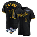 LA.Dodgers #11 Roki Sasaki Player Black World Series Snake Skin City Limited Elite Home Gdoa Stitched Jerseys
