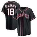 LA.Angels #18 Nolan Schanuel Player Black Fashion Out Home Game Gdoa Stitched Jerseys