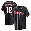 P.Phillies #12 Kyle Schwarber Player Black Fashion Out Home Game Stitched Jerseys