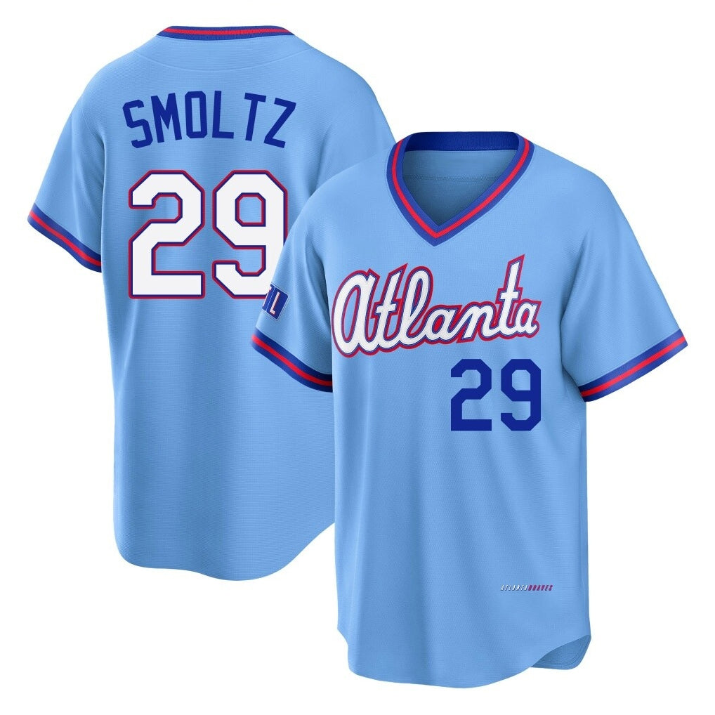 A.Braves #29 John Smoltz Player Powder Blue 2026 City Connect T-shirt Home Game Gdoa Stitched Jerseys