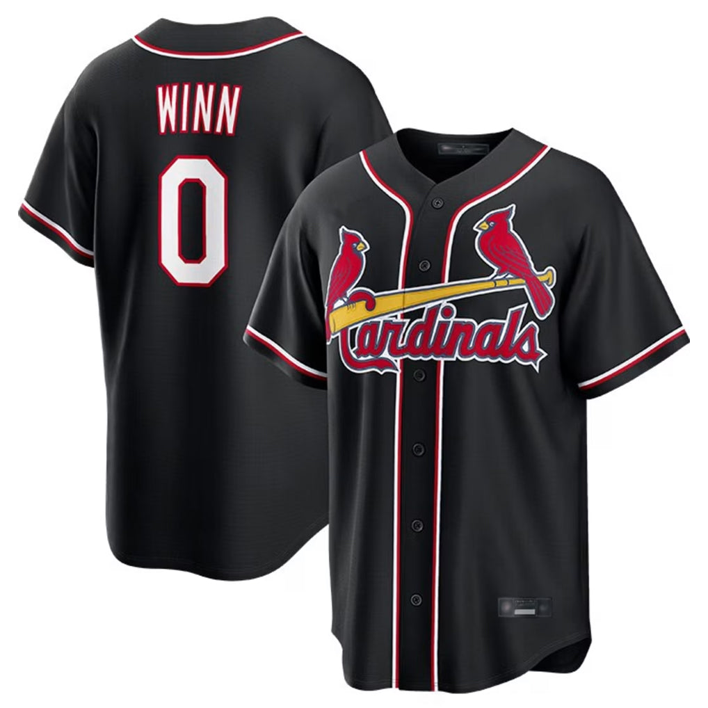 St. Louis Cardinals #0 Masyn Winn Player Black Carbon Fashio Game Gdoa Stitched Jerseys