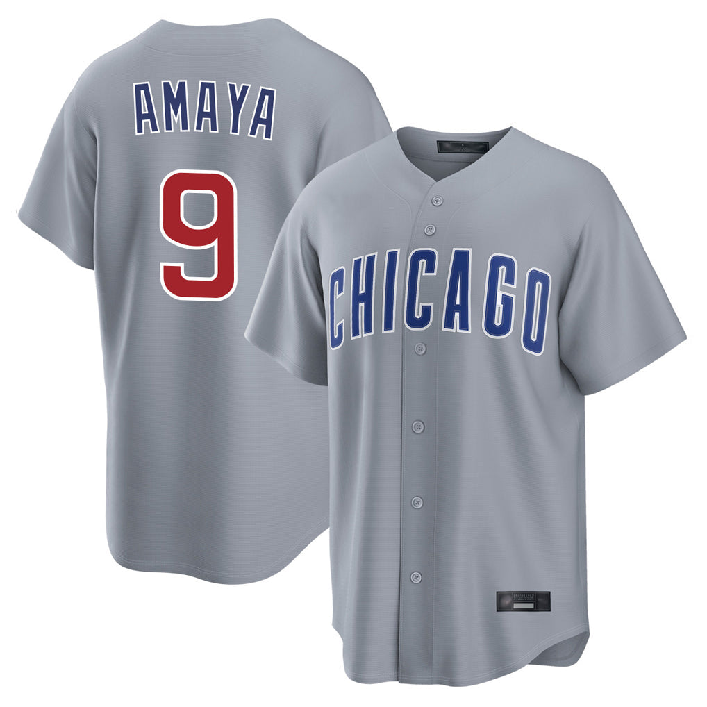 C.Cubs #9 Miguel Amaya Player Gray Home Game Gdoa Stitched Jerseys