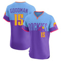 C.Rockies #15 Hunter Goodman Player Purple-Light Blue City Connect Limited Elite Home T-shirt Gdoa Stitched Jerseys