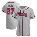 A.Braves #27 Austin Riley Player Gray Authentic Road Stitched Jerseys