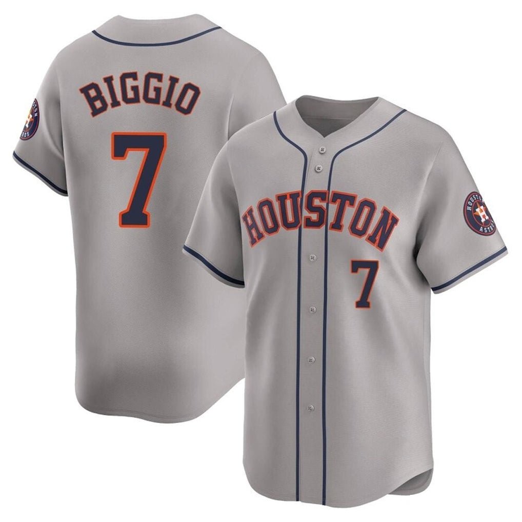 H.Astros #7 Craig Biggio Player Gray Home Limited Gdoa Stitched Jerseys