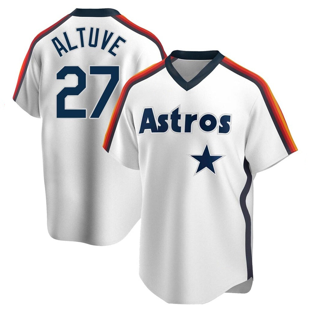 H.Astros #27 Jose Altuve Player White Cooperstown Collection T-shirt Gdoa Stitched Jerseys