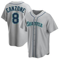 S.Mariners #8 Dominic Canzone Player Gray Home Game Stitched Jerseys