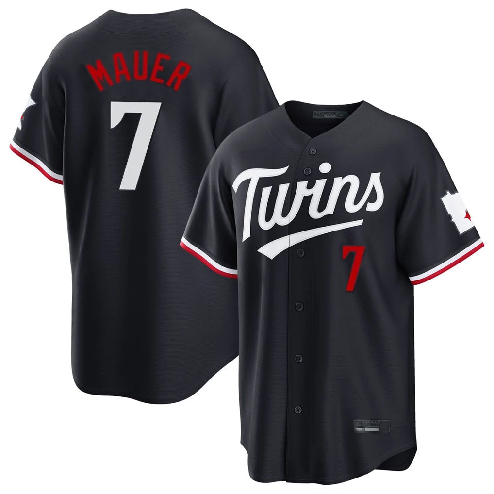 M.Twins #7 Joe Mauer Player Navy Home Game Gdoa Stitched Jerseys