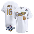 LA.Dodgers #16 Will Smith Player Gold World Series Collection Limited Home Gdoa Stitched Jerseys