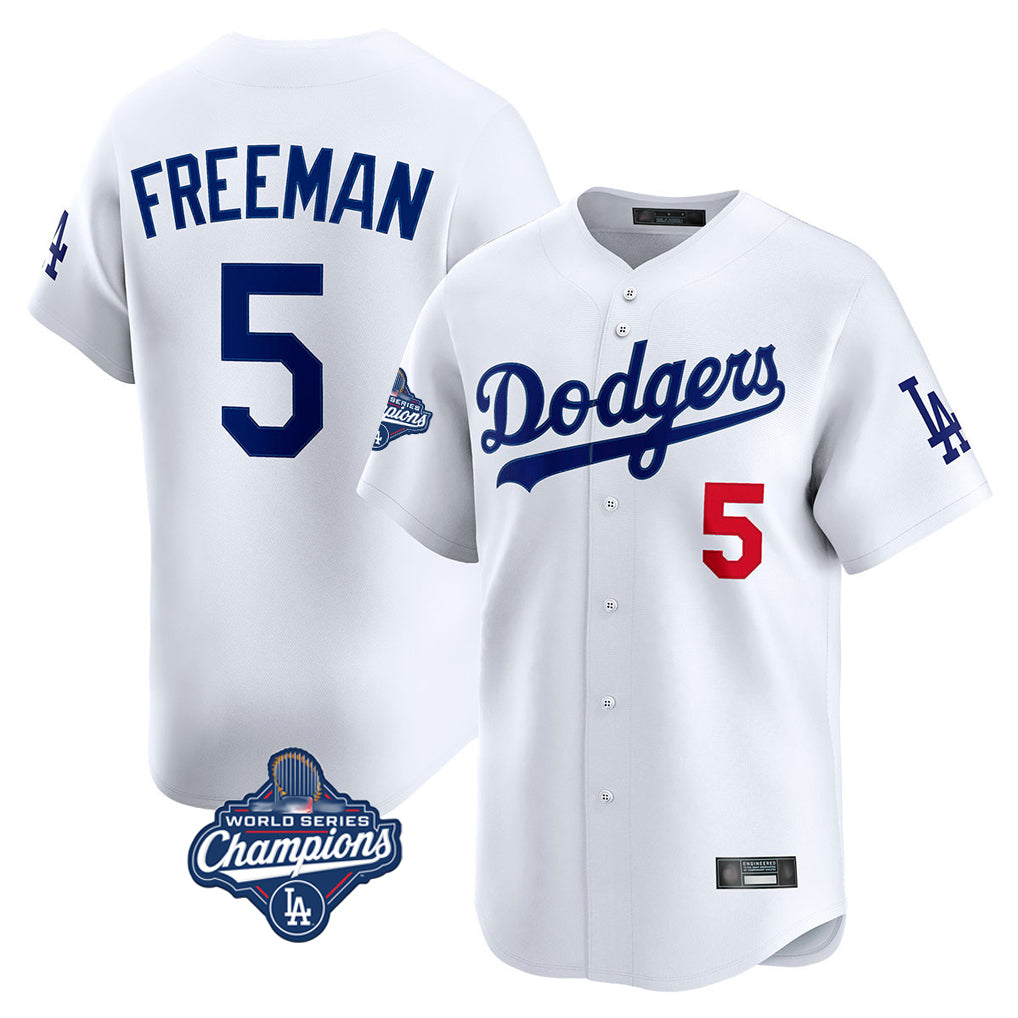 LA.Dodgers #5 Freddie Freeman Player White World Series Meet Limited Home Gdoa Stitched Jerseys