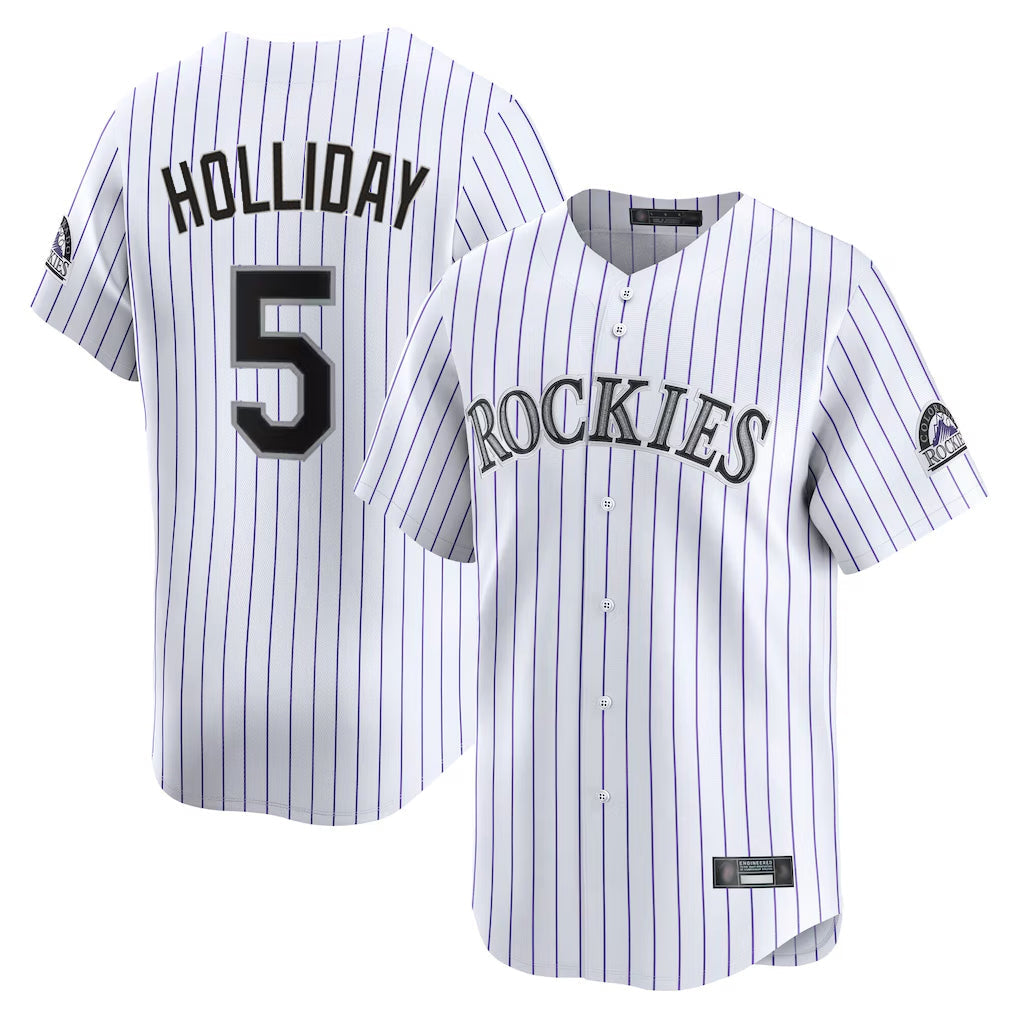 C.Rockies #5 Matt Holliday Player White Limited Home Gdoa Stitched Jerseys