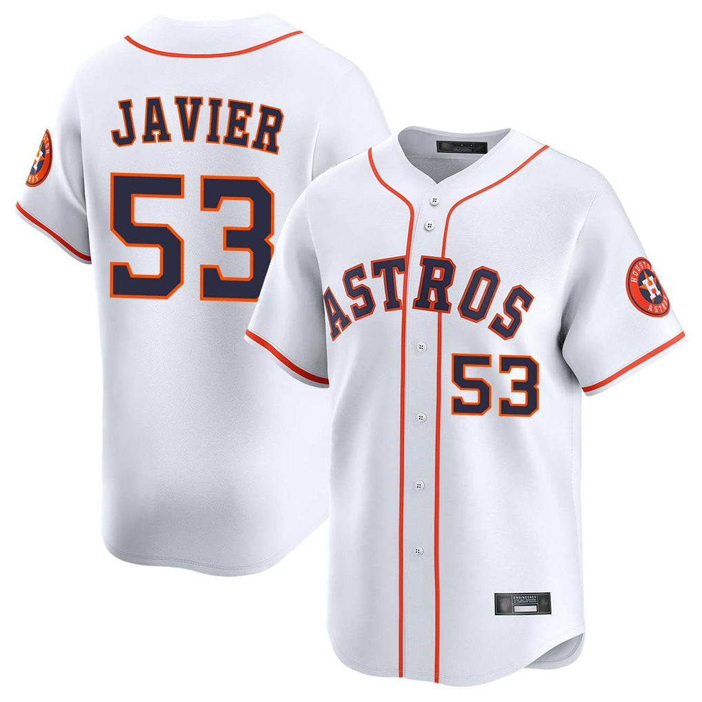 H.Astros #53 Cristian Javier Player White Home Limited Gdoa Stitched Jerseys