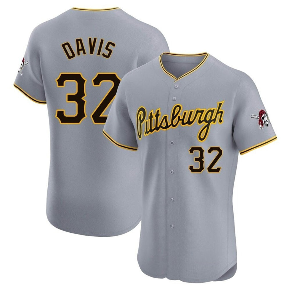 P.Pirates #32 Henry Davis Player Gray Road Home Limited Elite Stitched Jerseys