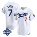 LA.Dodgers #7 Blake Snell Player White Game Limited World Series Meet Home Gdoa Stitched Jerseys