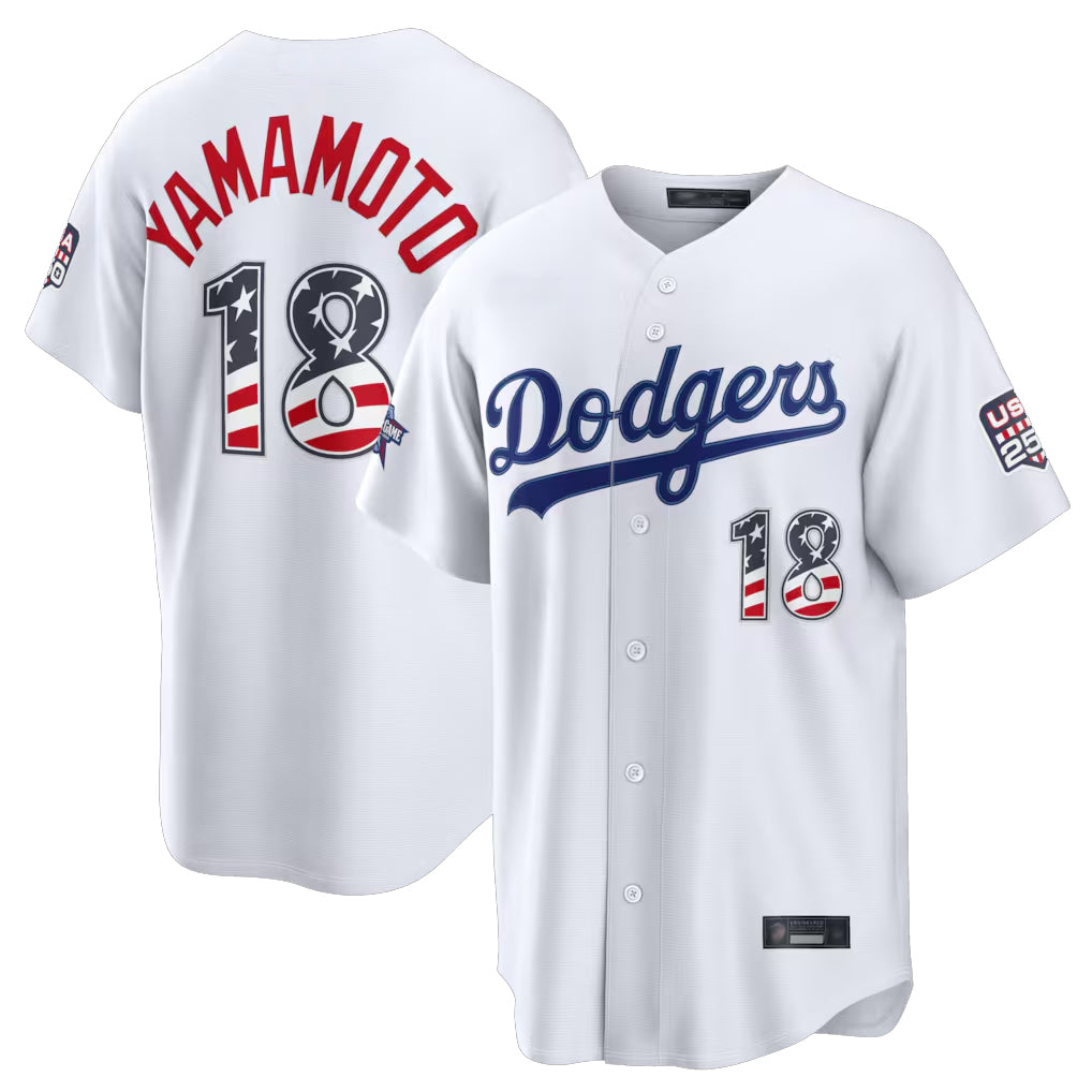 LA.Dodgers #18 Yoshinobu Yamamoto Player White 2026 All-Star Edition Stars & Stripes Home Game Gdoa250Ys Stitched Jerseys