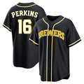 M.Brewers #16 Blake Perkins Player Black Fashion Out Home Game Gdoa Stitched Jerseys