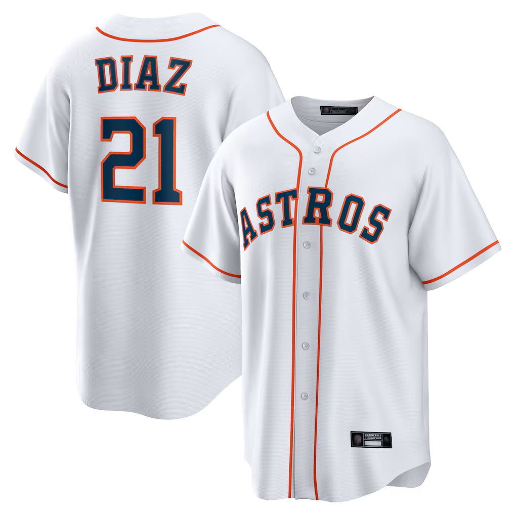 H.Astros #21 Yainer Diaz Player White Home Game Gdoa Stitched Jerseys